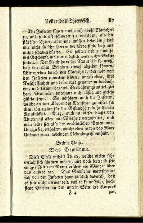 Sechste Klasse. Das Gewürme