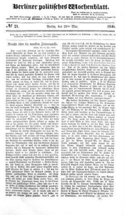 No 21, 21. Mai 1836