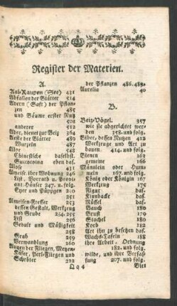 Register der Materien.