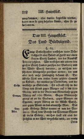 Das IIII. Hauptstück. Das Land Biledulgerid.