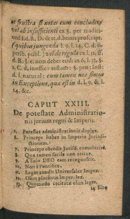 Caput XXIII. De potestate Administrationis iurium regni & Imperii.