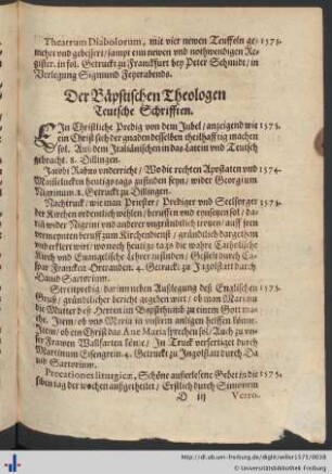 Der Bäpstischen Theologen Teutsche Schrifften.