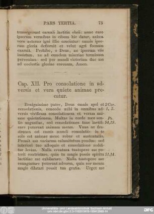 Cap. XII. Pro consolatione in adversis et vera quiete animae precatur.