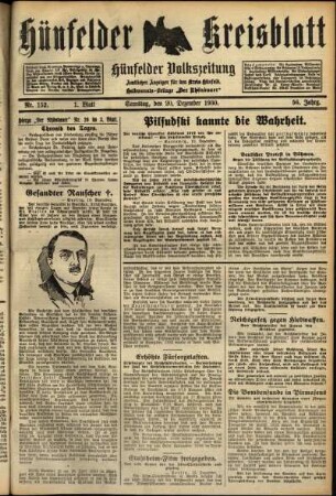 Erste Ausgabe vom Samstag, den 20. Dezember 1930.