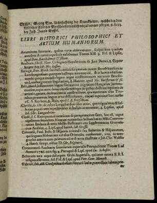 Libri Historici Philosophici Et Artium Humaniorum.