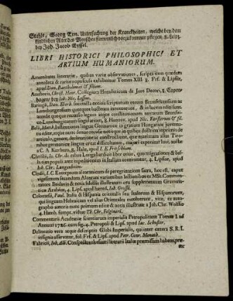Libri Historici Philosophici Et Artium Humaniorum.
