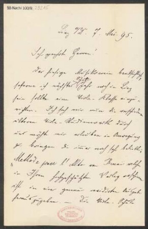 Brief an B. Schott's Söhne : 07.05.1895