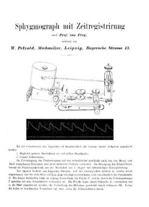 Sphygmograph mit Zeitregistrirung nach Prof. v. Frey