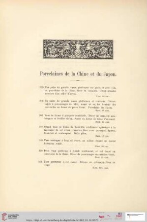 Porcelaines de la Chine et du Japon (Nr. 305 - 326)