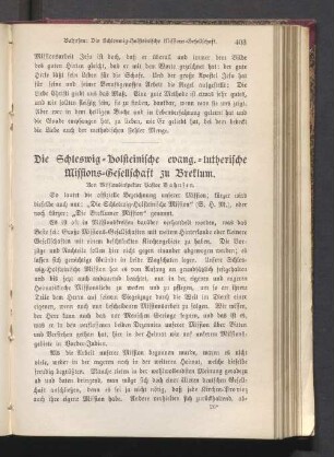 Die Schleswig - Holsteinische evang. - lutherische Missions-Gesellschaft zu Breklum