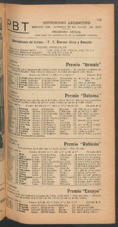 Hipódromo Argentino - Reunión del Domingo 24 de Marzo de 1907 - Programa oficial