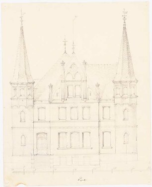 Schloss Zalesie, Borek: Aufriss der Nord-Fassade, Maßstabsleiste