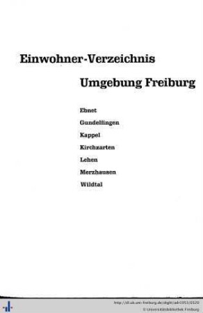 Einwohner-Verzeichnis Umgebung Freiburg.