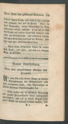 Neunte Unterhaltung. Von den eingebildeten Kreißen des Himmels.