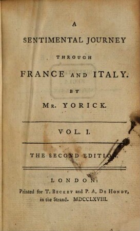 A sentimental journey through France and Italy, 1