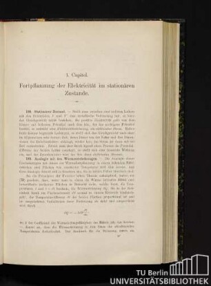 1. Capitel. Fortpflanzung der Elektricität im stationären Zustande.