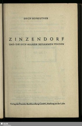Zinzendorf und die sich allhier beisammen finden