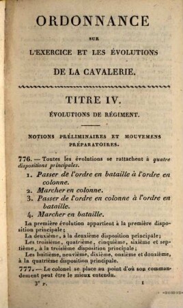 Ordonnance sur l'exercice et les évolutions de la cavalerie : du 6 décembre 1829, 3. Evolutions de régiment, de ligne