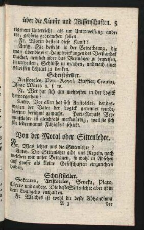 Von der Moral und Sittenlehre