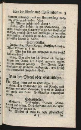Von der Moral und Sittenlehre