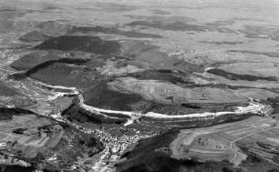 Trassierung. Links Todsburgbrücke, Mitte Malakoffbrücke, Rechts Lämmerbuckeltunnel, Im Vordergrund Wiesensteig