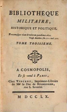 Bibliotheque Militaire, Historique Et Politique. 3