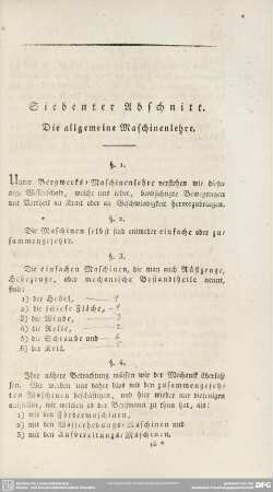 Siebenter Abschnitt. Die allgemeine Maschinenlehre