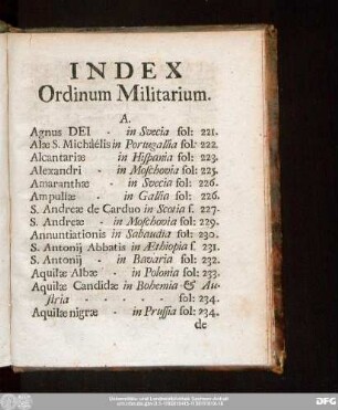 Index Ordinum Militarium.