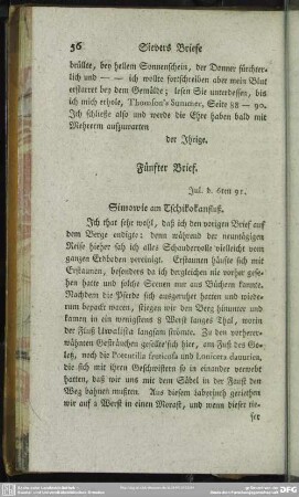 Fünfter Brief. Jul. d. 6ten 91