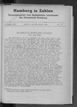 Die Umsätze des Einzelhandels in Hamburg bis Juni 1950