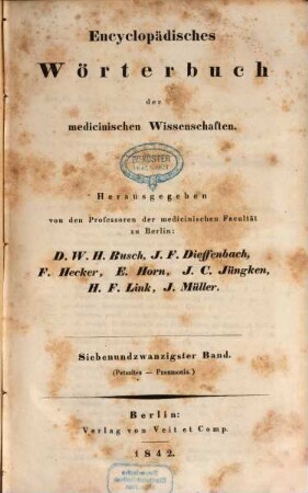 Encyclopädisches Wörterbuch der medicinischen Wissenschaften, 27. Band. Petasites-Pneumonia