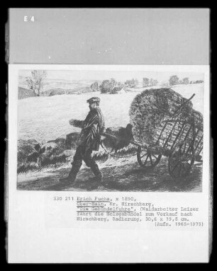 Die "Gebündelfuhre" (Waldarbeiter Leiser fährt die Holzbündel zum Verkauf nach Hirschberg; Hain, Kreis Hirschberg/Schlesien)