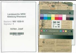 Entnazifizierung Josef Achten , geb. 28.03.1891 (Steuersekretaer)