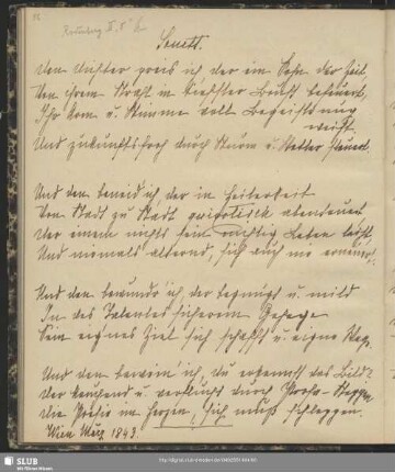 Sonett. Wien März 1843.