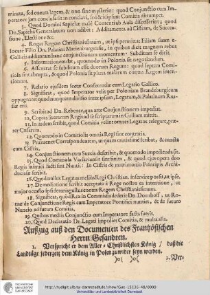 Außzug auß den Documenten des Französischen Herrn Gesandten.