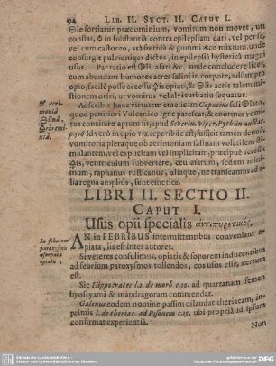 Sectio II. Caput I. Usus opii specialis...