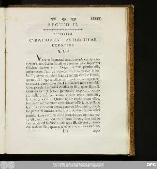 Sectio II. Speciatim Curationem Arthriticae Exponens.