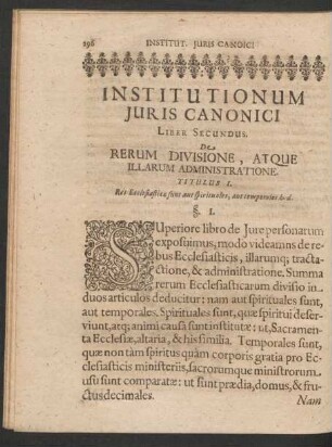 Institutionum Iuris Canonici Liber Secundus.