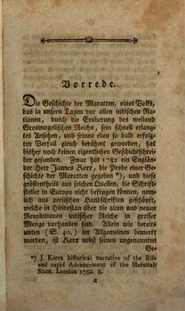 Geschichte der Maratten bis auf den lezten Frieden mit England den 17. May 1782. : Nebst einer Charte