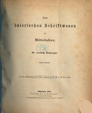 Zum baierischen Schriftwesen im Mittelalter, 1
