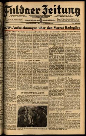Ausgabe vom Samstag, den 23. Oktober 1943.