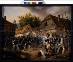 Dorfgefecht zwischen preußischer Landwehr und französischer Gardeinfanterie
