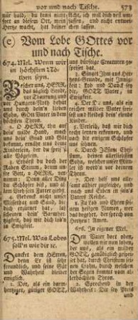 e) Vom Lobe Gottes vor und nach Tische