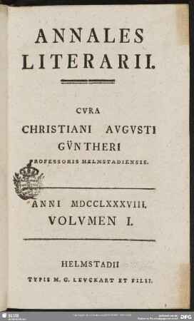 1788,1: Annales literarii Helmstadienses