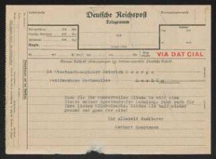 Brief von Gerhart Hauptmann an Heinrich George