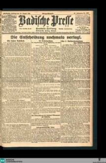 Badische Presse : Generalanzeiger der Residenz Karlsruhe und des Großherzogtums Baden, Morgenausgabe