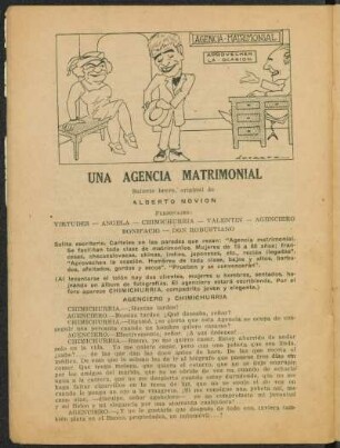 Una agencia matrimonial : sainete breve, original