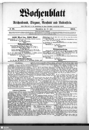 Wochenblatt für Reichenbrand, Siegmar, Neustadt und Rabenstein