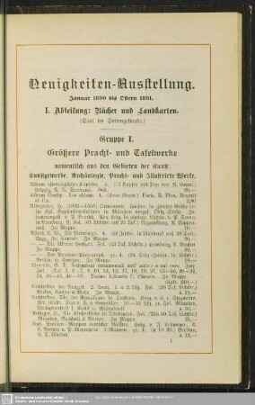 Gruppe I. Größere Pracht- und Tafelwerke