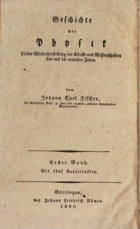 Geschichte der Physik seit der Wiederherstellung der Künste und Wissenschaften bis auf die neuesten Zeiten, 1